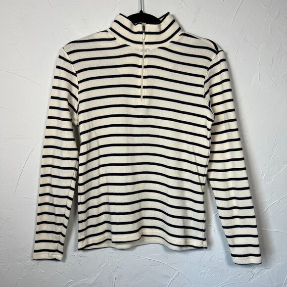 L.L. Bean Sweaters - L.L. Bean Striped Half Zip Mock Neck Size S Petite Quiet Luxury Preppy Minimal